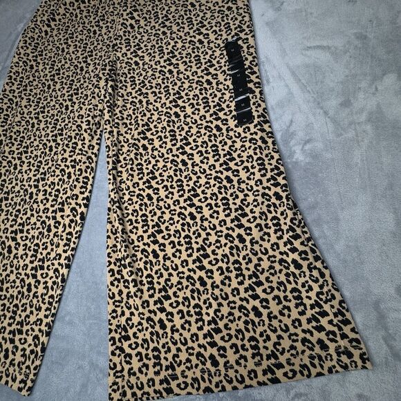 Banana Republic Sz M Women’s Pants Leopard Animal Print Wide Leg Cropped Pockets - Picture 3 of 13